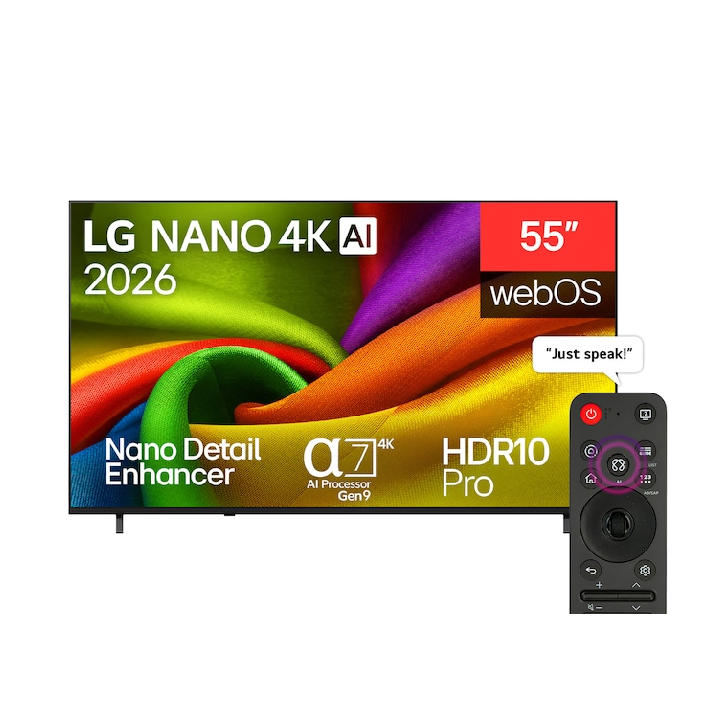 LG 55" NANO 4K UHD AI Smart TV – α7 AI Processor, HDR10 Pro, webOS