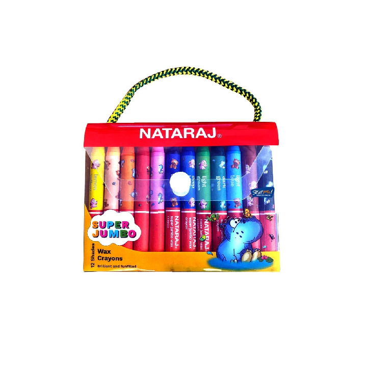 Nataraj Super Jumbo Wax Crayons Set – 12 Bright & Non-Toxic Colours, Extra Thick Crayons for Kids