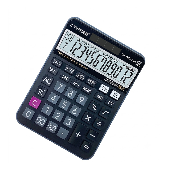 CTIFREE Plus Calculator Digit Dual-Power Desktop Calculator with Solar & Battery for Office Use (DJ-160D)