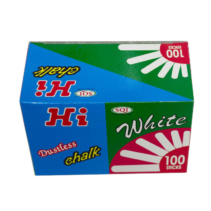 SQI Hi Chalk– White Dust-Free Chalk, Fine Point, 100-Count (SQI002)