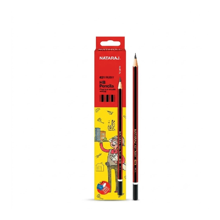 Nataraj 621 Pencils Without Eraser + Sharpener – Bulk Pack ( 144 Pcs) School Pencil