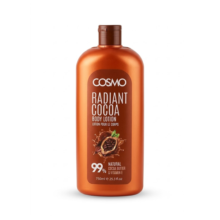 COSMO - Skin Care Radiant Cocoa Body Lotion 750ml – Cocoa Butter & Vitamin E Moisturizing Lotion for Deep Hydration, Nourished, Non-Greasy Glow, All Skin Types - COM33101592
