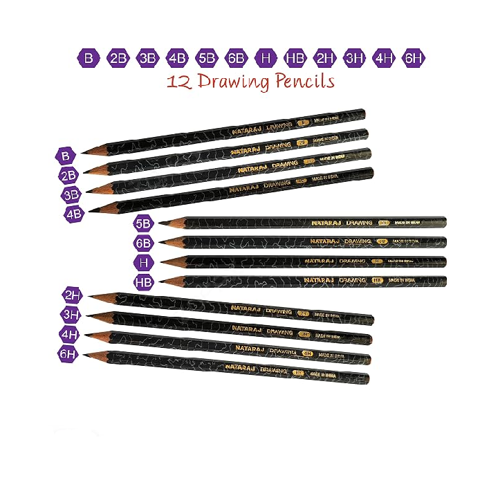 NATARAJ - B 2B 3B 4B 5B 6B  -Grades Smooth Drawing Pencils(Pack of 144)
