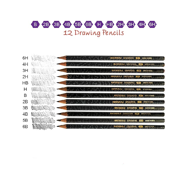 NATARAJ - B 2B 3B 4B 5B 6B  -Grades Smooth Drawing Pencils(Pack of 144)