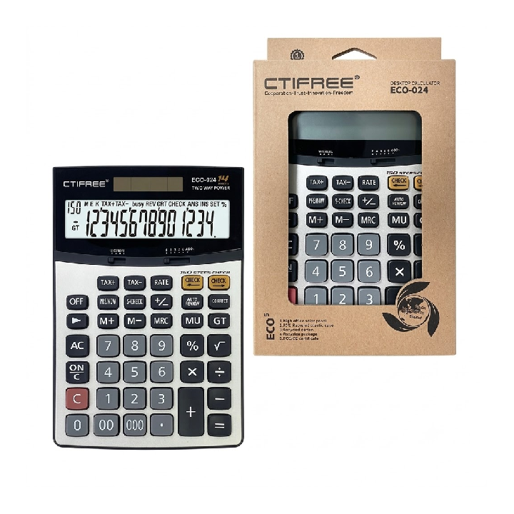 CTIFREE Desktop Calculator:  14-Digit Display with 150-Step Check for Accuracy (ECO-024 )
