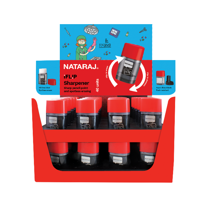 Nataraj I-Flip Sharpener & Eraser(packet)  – Dual Function Compact Stationery Tool for School, Office & Art Use