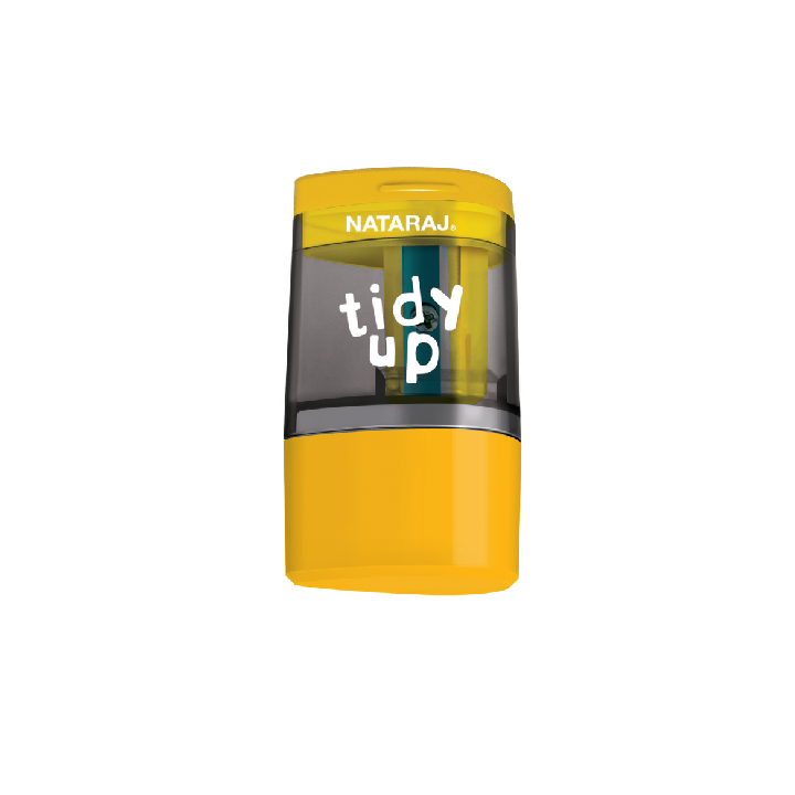 Nataraj Tidy Up Sharpener & Eraser – 2‑in‑1 Pencil Sharpener with Built‑In Eraser, Durable Plastic & Transparent Shavings Container for School & Office