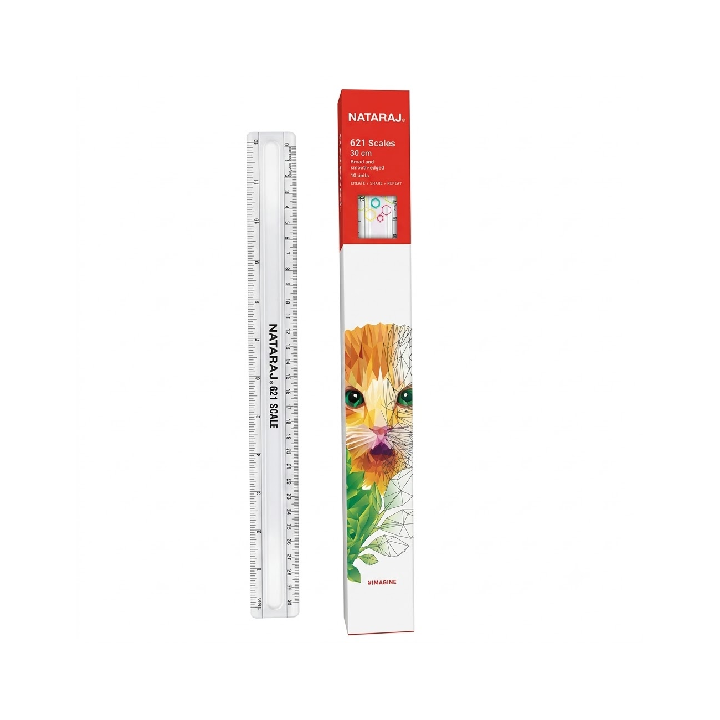 Nataraj 621 30 cm Ruler –(10pcs) , 2‑in‑1 Metric & Imperial Ruler for Students, School & Office