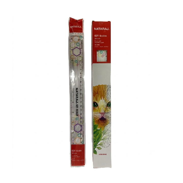 Nataraj 621 30 cm Ruler –(10pcs) , 2‑in‑1 Metric & Imperial Ruler for Students, School & Office