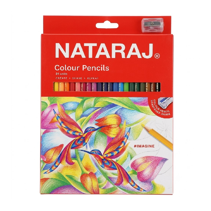 Nataraj Pencil Colour Full Size 24 With Sharpener – Premium Quality Drawing & Coloring Set for Kids, Students & Artists