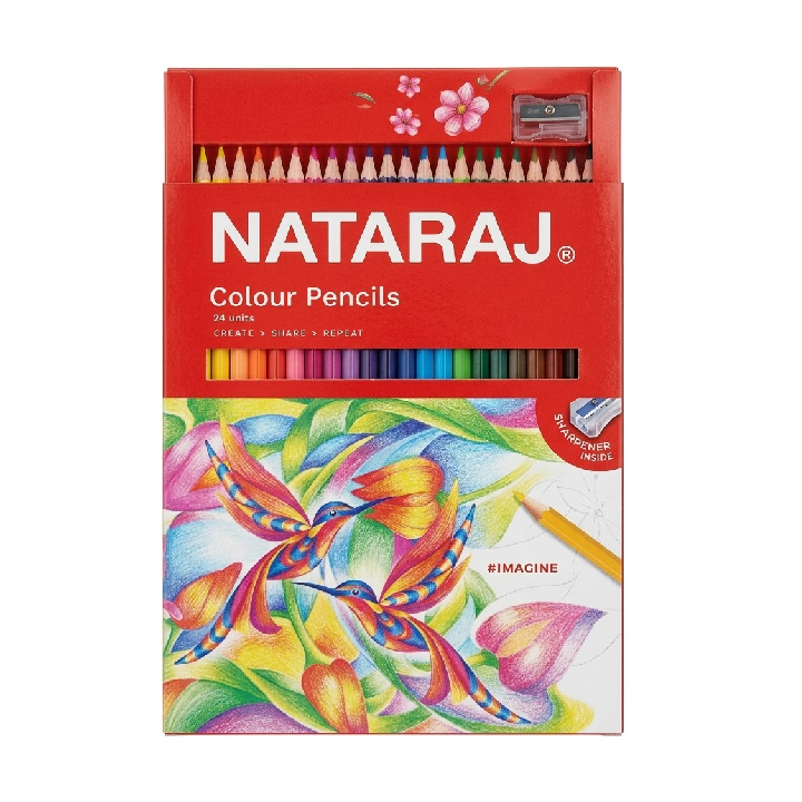 Nataraj Pencil Colour Full Size 24 With Sharpener – Premium Quality Drawing & Coloring Set for Kids, Students & Artists