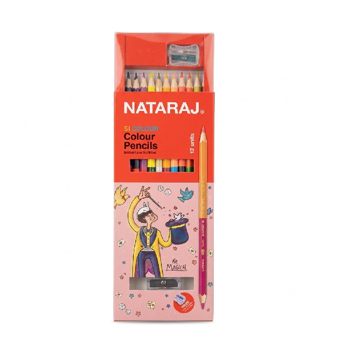 Nataraj Bi-Colour Pencils Full Size (12 Colours) with Sharpener – Dual Colour Drawing Pencils for Kids, School & Art