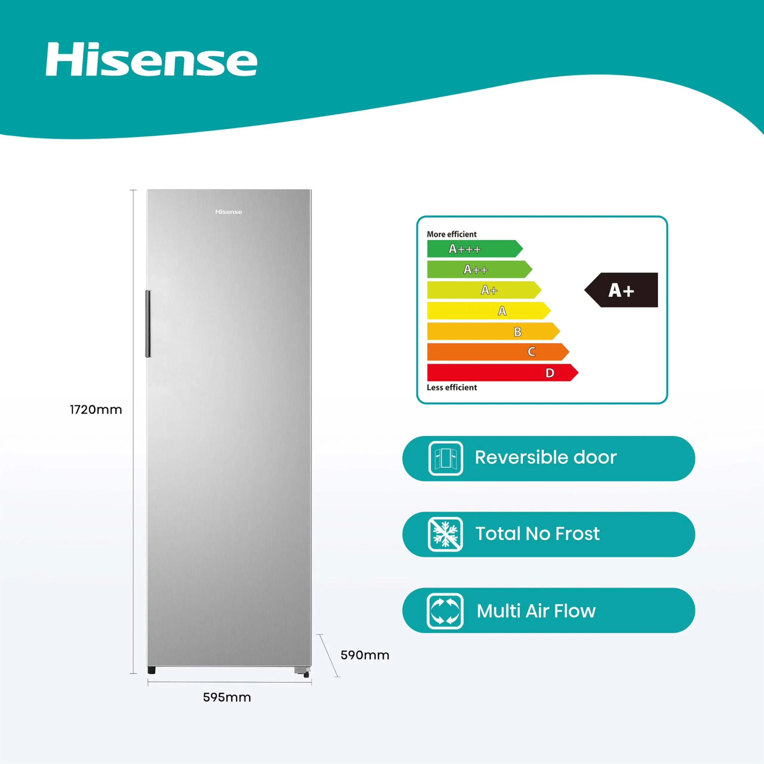 Hisense 400L Single Door Refrigerator Inox Stainless Steel Look Fridge  H400LI