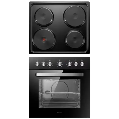 Hisense 60cm Hob Oven Combo 65L 4 Plates Black A Energy H60BISPB