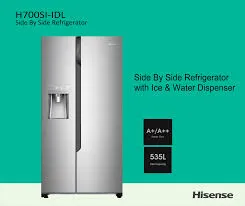 Hisense 535L Black Glass Side‑By‑Side Fridge Freezer with Water & Ice Dispenser – H700SI‑IDL