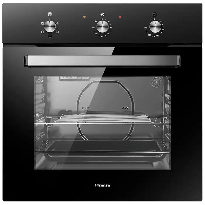 Hisense 600mm Built‑In Electric Oven – 67L Capacity, Black Glass & Stainless Look HBO60201