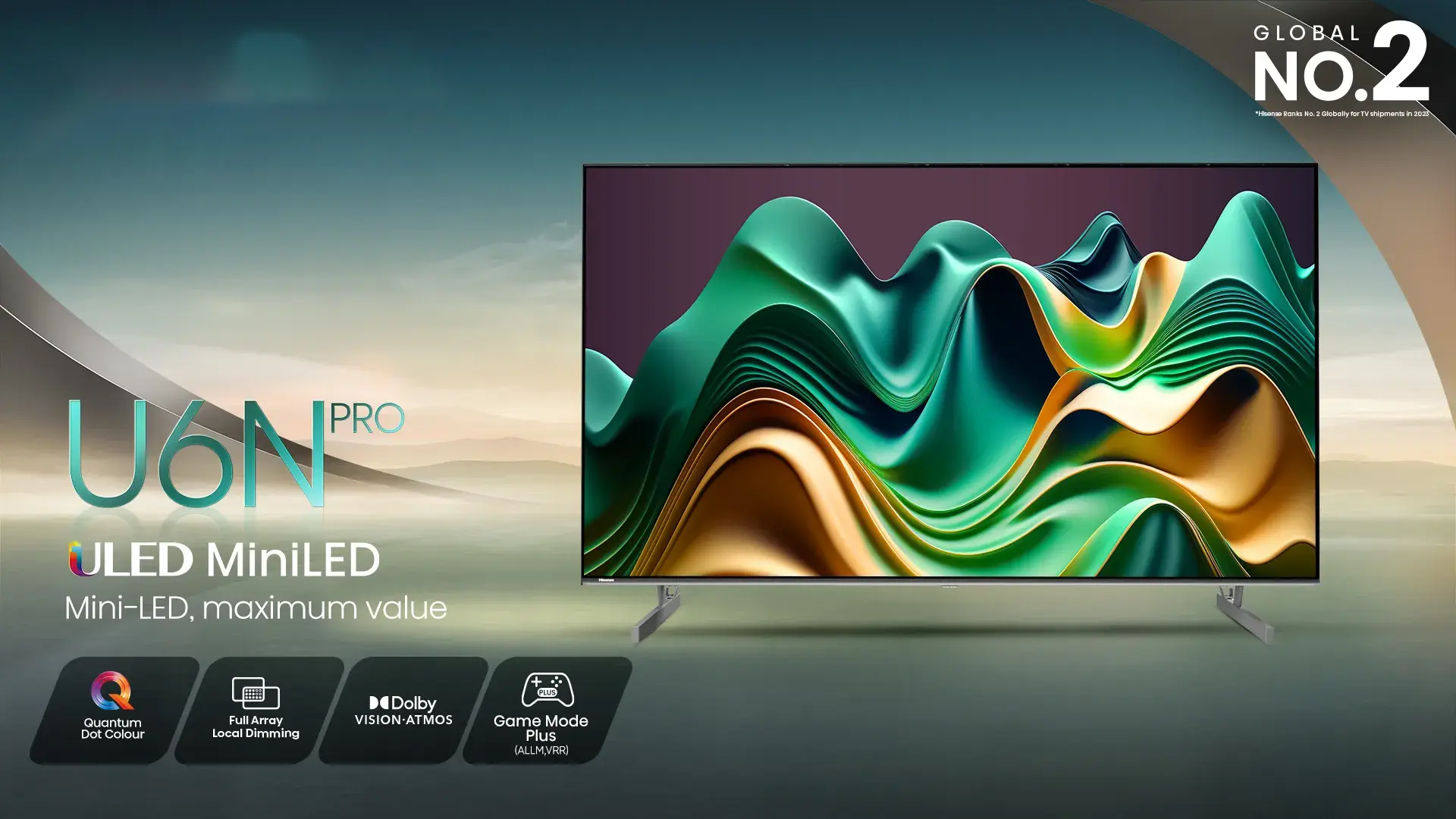 Hisense Smart TV 65" U6N Pro Mini-LED ULED 4K – VIDAA Smart TV, Dolby Vision HDR, Ultra HD (LED65U6NPRO)