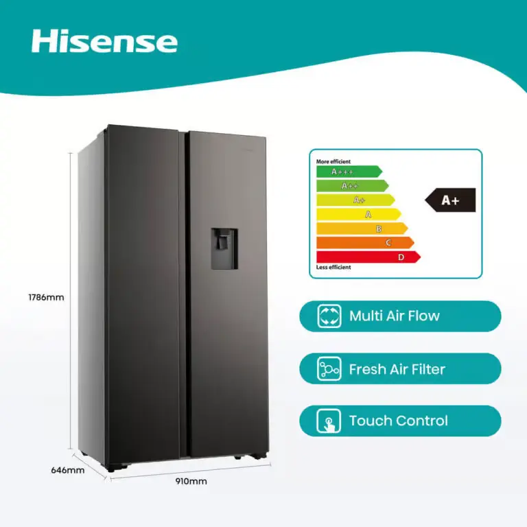 Hisense 508L Side‑By‑Side Fridge Titanium Inox with Water Dispenser – H670SIT‑WD