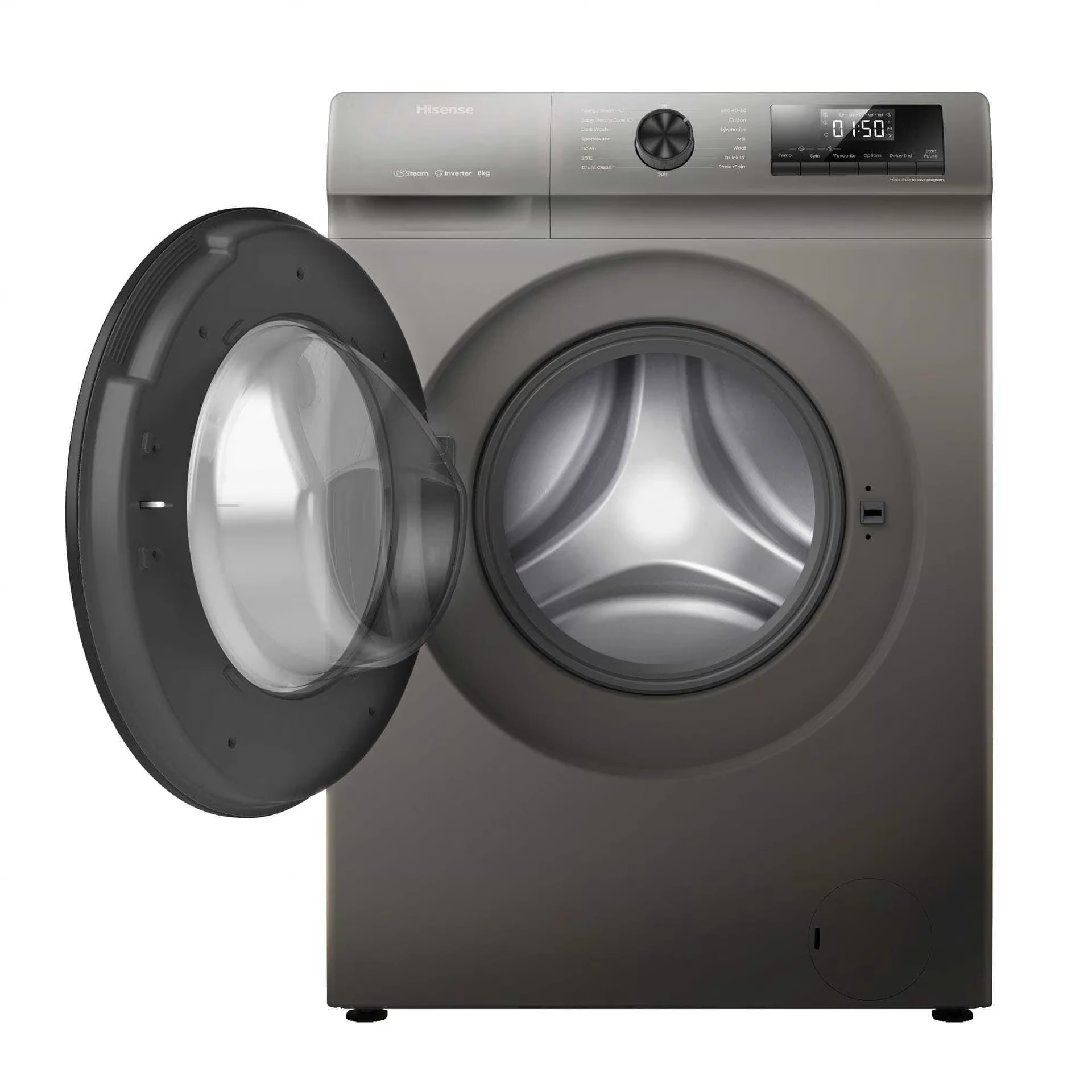 Hisense 8kg Front Loader Inverter Steam 1200RPM Titanium Grey WFQP8012VMT