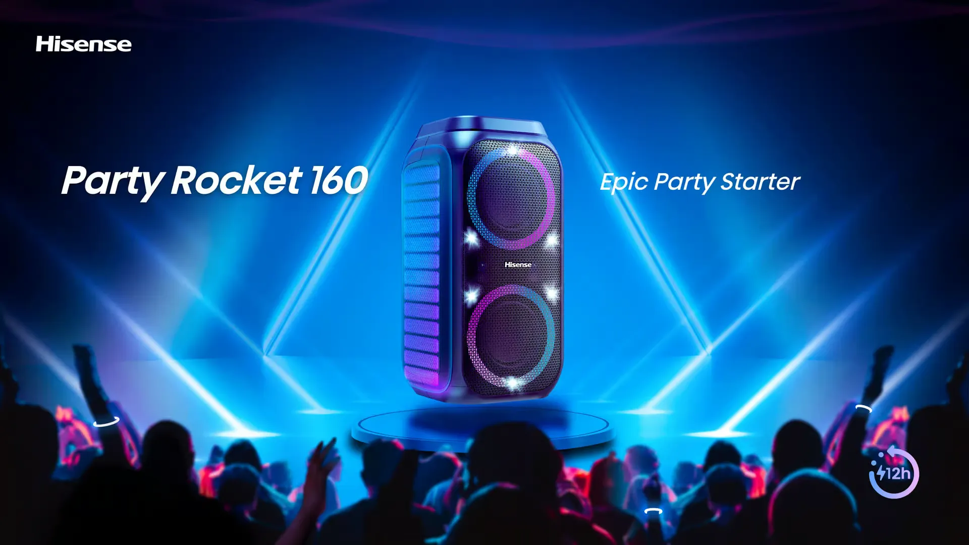 Hisense Party Rocker 160 W Speaker, USB Playback and charging, Bluetooth 5.0, Black (PR160)