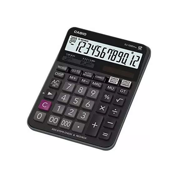 CTIFREE Desktop Calculator 12-Digit Display, 150-Step Check & Correct Function, Tax Calculation , Black (DJ120D)