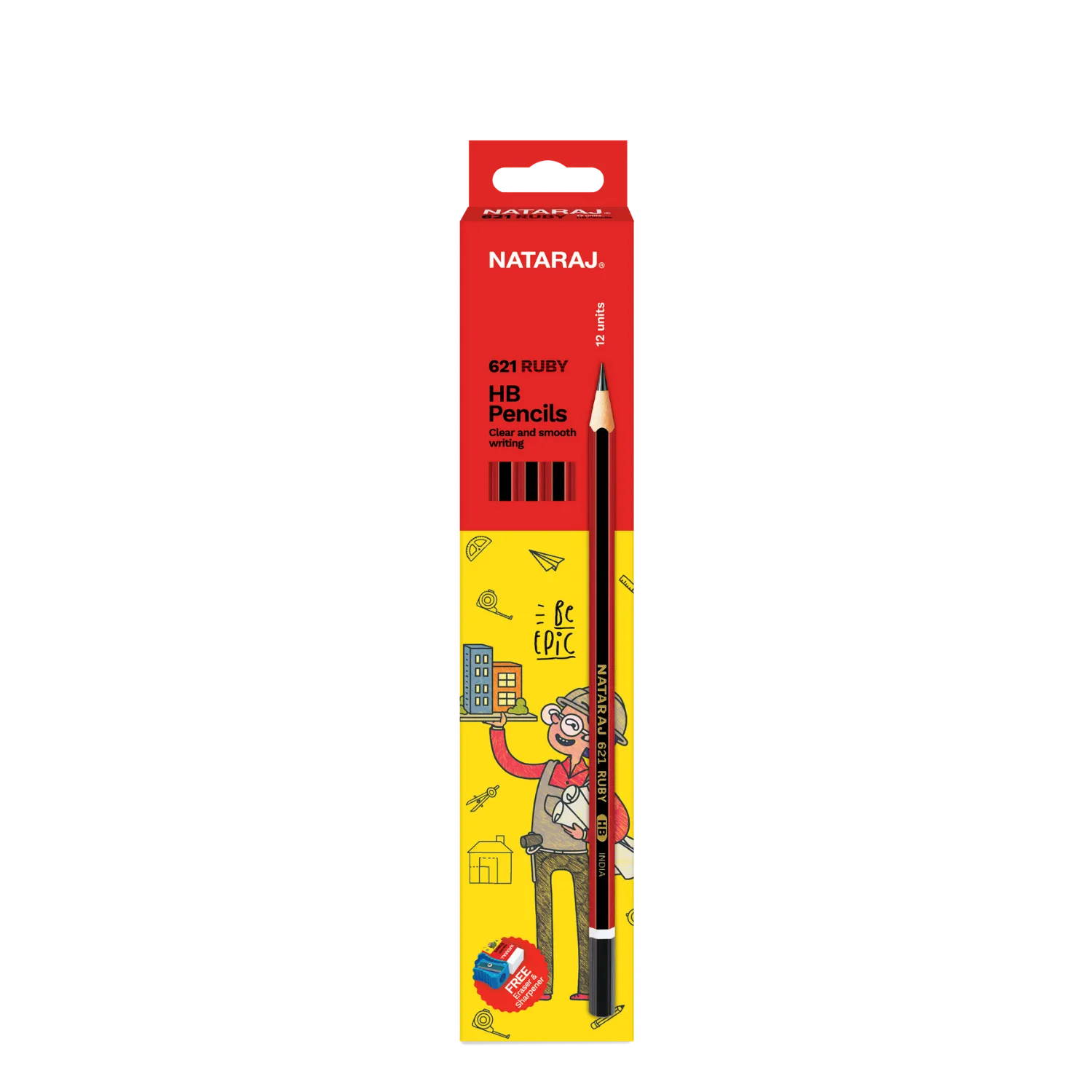 Nataraj 621 Pencils Without Eraser + Sharpener – Bulk Pack (20 Gross × 144 Pcs) School Pencil