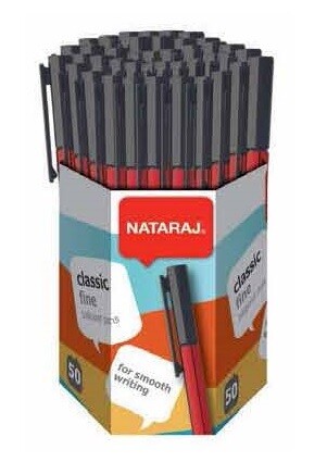 Nataraj Classic Fine Ball Pen-Black/Blue/Red(50 PCS) – Smooth Writing, Comfortable Grip, Smudge-Resistant Ink(PEN001)