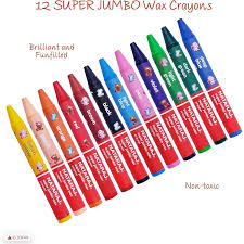 Nataraj Super Jumbo Wax Crayons Set – 12 Bright & Non-Toxic Colours, Extra Thick Crayons for Kids