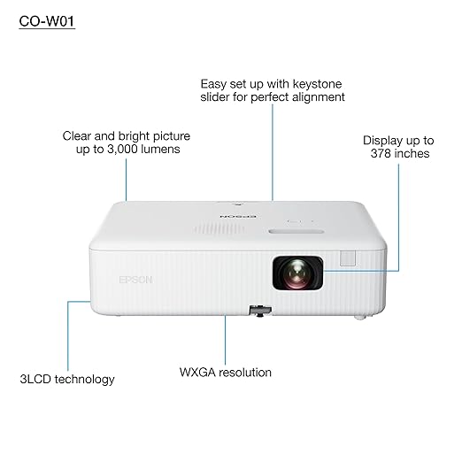 Epson CO-W01 WXGA 3LCD Projector (EP-V11HA86040)