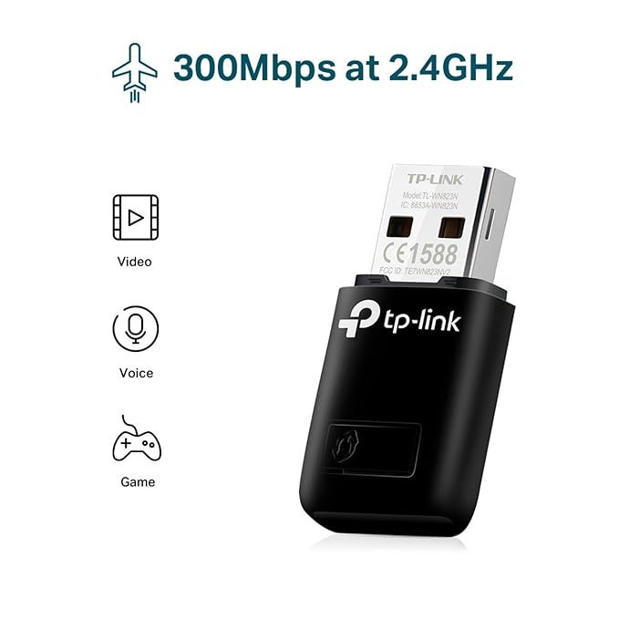 TP-Link TL-WN823N N300 Mini USB Wireless WiFi Network Adapter for pc