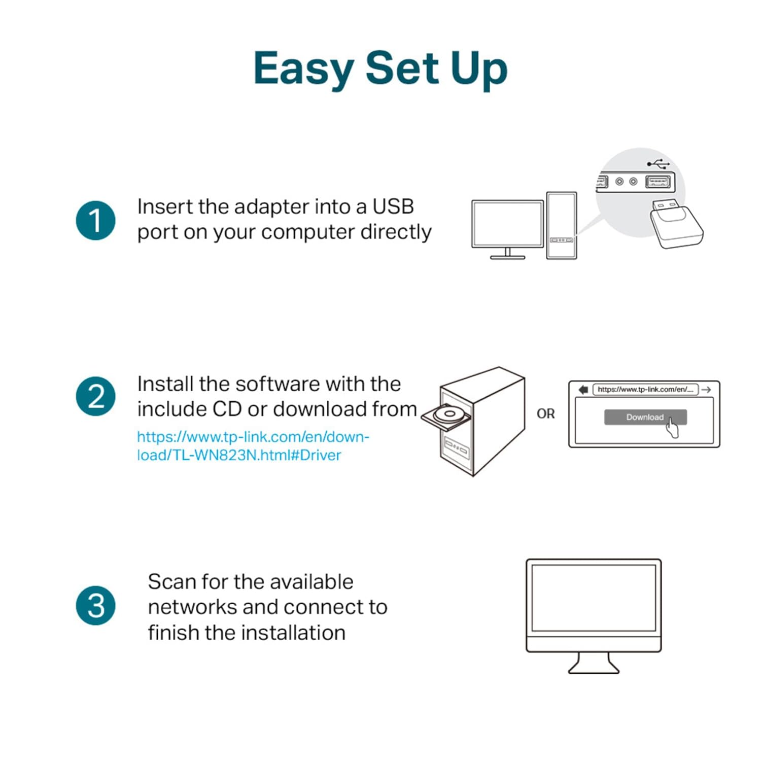 TP-Link TL-WN823N N300 Mini USB Wireless WiFi Network Adapter for pc