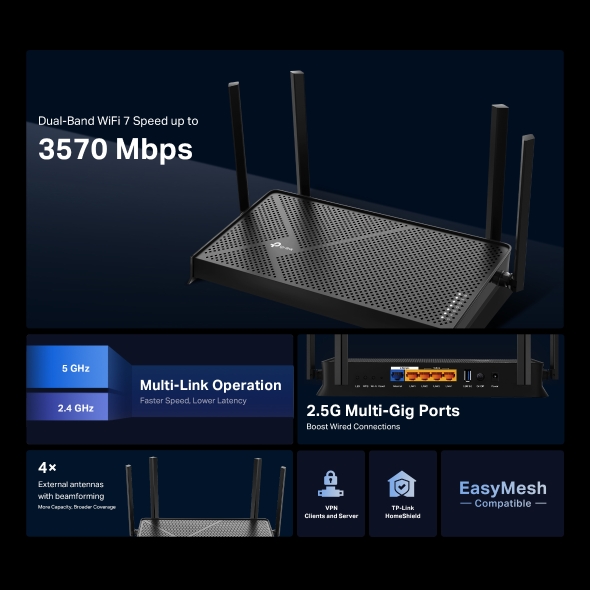 TP Link -  entry-level&nbsp;BE3600 Dual-Band Wi-Fi 7 Router