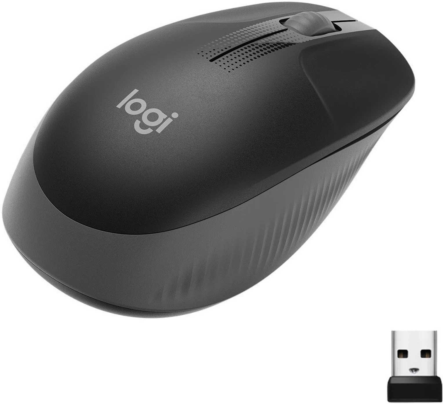 Logitech M190 Full-Size Wireless Mouse&nbsp;in the&nbsp;Charcoal&nbsp;color