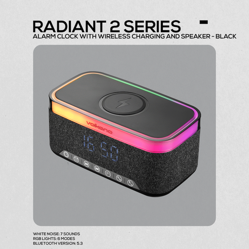 Volkano Radiant Series Bluetooth Speaker with Alarm Clock