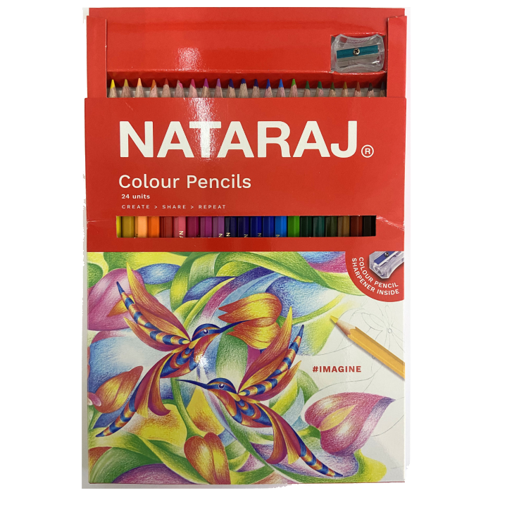 Nataraj 24 Colour Pencils Full Size with Sharpener – Premium Quality Drawing & Coloring Set for Kids, Students & Artists