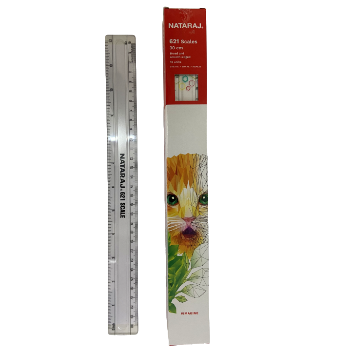Nataraj 621 30 cm Ruler –10pcs , 2‑in‑1 Metric & Imperial Ruler for Students, School & Office