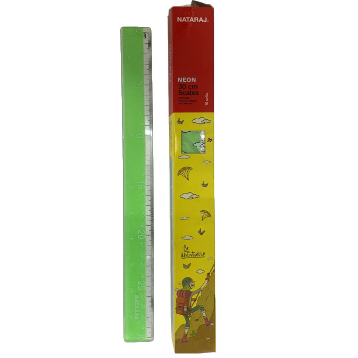 Nataraj 30 cm Neon/Fluorescent Rulers – Pack of 10, Durable Transparent Scale with Bold Markings for School & Office