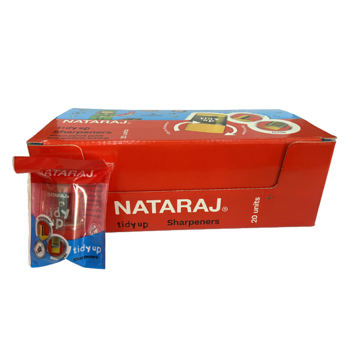 Nataraj Tidy Up Sharpener & Eraser – 2‑in‑1 Pencil Sharpener with Built‑In Eraser, Durable Plastic & Transparent Shavings Container for School & Office