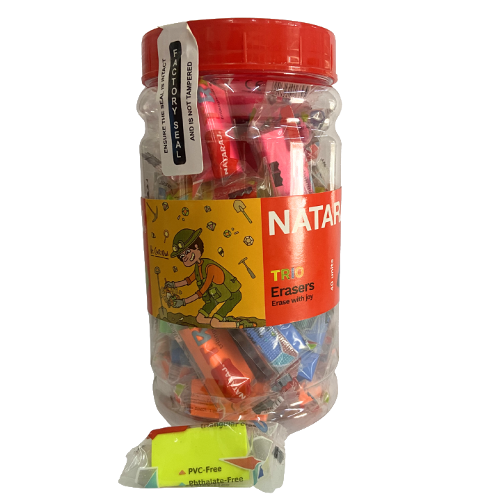Nataraj Trio Neon Eraser 40 Pack – Bright, Clean & Precision Erasing