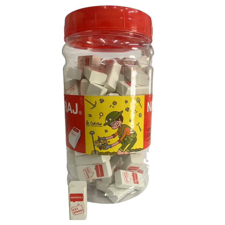 Nataraj 621 Plasto Eraser Bulk Pack –Jar × 100 Pcs Premium Soft Erasers for School & Office