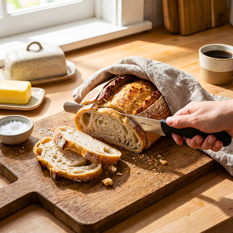 KOHE – Gold Stainless Steel Wide Serrated Bread Knife 8 1/4″ | BK-1182.3