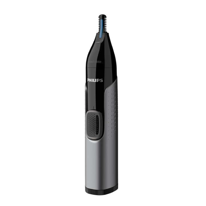 Philips - Nose Trimmer Nt3650/16,Cordless Nose,Ear&Eyebrow Trimmer With Protective Guard System,Fully Washable,Including Aa Battery,2 Eyebrow Combs,Pouch (Gray), Unisex