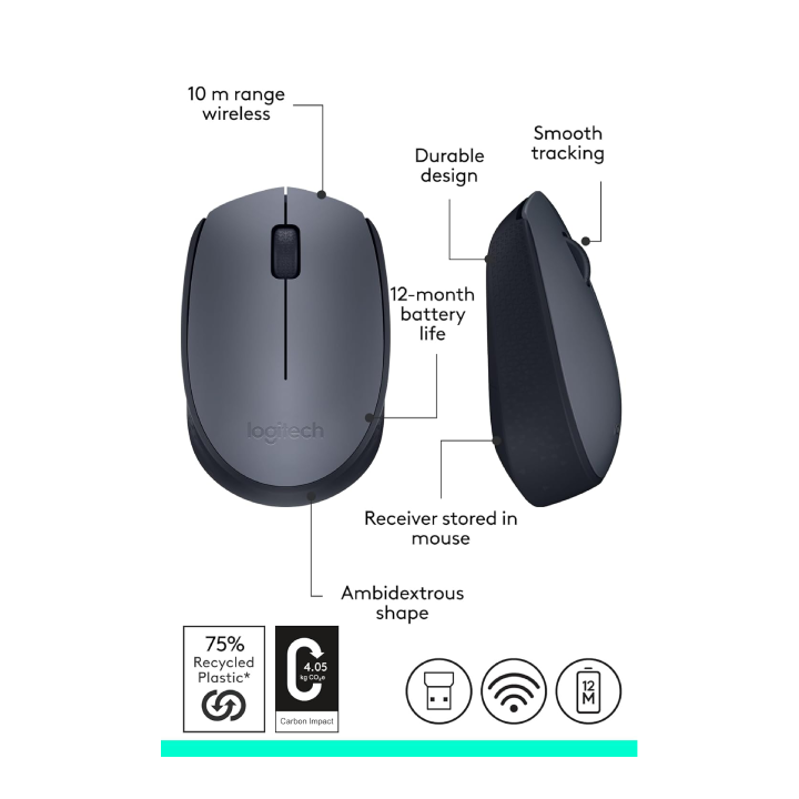 Logitech - M170 Wireless Mouse&nbsp;in the&nbsp;Grey/Black - 910-004642