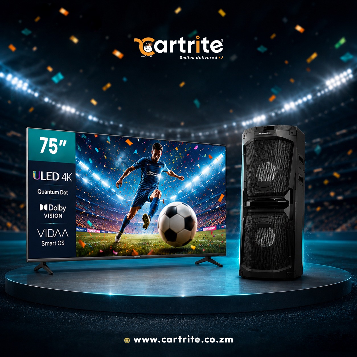 Hisense FIFA Season Offer – 75″ Mini-LED 4K TV + 200W Party Speaker Combo
