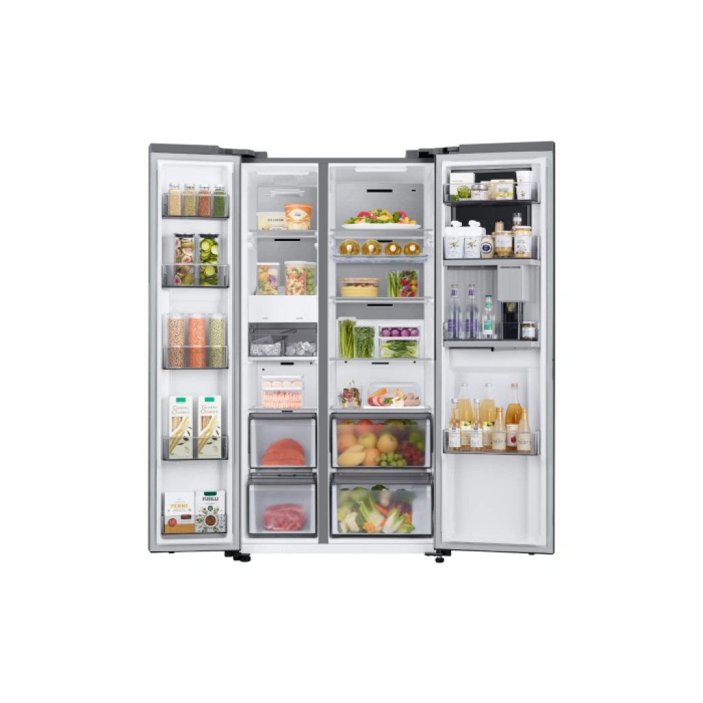 Samsung Food Showcase Side by Side Fridge with Beverage Centre™, Clean Steel, 595L (RH69B8940SL/FA)