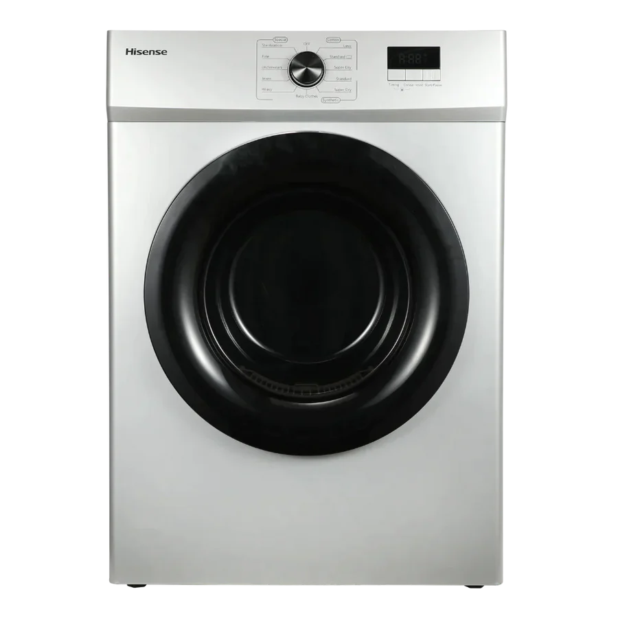 Hisense  8kg Silver Air Vented Dryer Stainless Drum Sensor Dry DV1W801US1