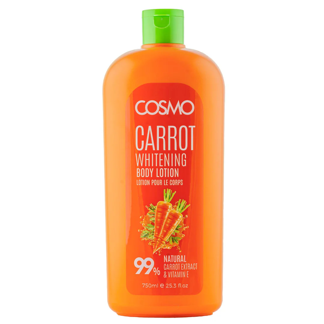COSMO Carrot Whitening Body Lotion 750ml – 99% Natural Carrot Extract & Vitamin E, Deep Hydration Daily Moisturizer for All Skin Types, For Men & Women (COM33101591)