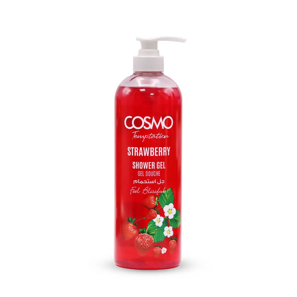 COSMO Designs Temptation Shower Gel Strawberry 1000ml – Fruity Strawberry Extract Deep Cleanse & Hydrating Body Wash for Men & Women (COM33101049)