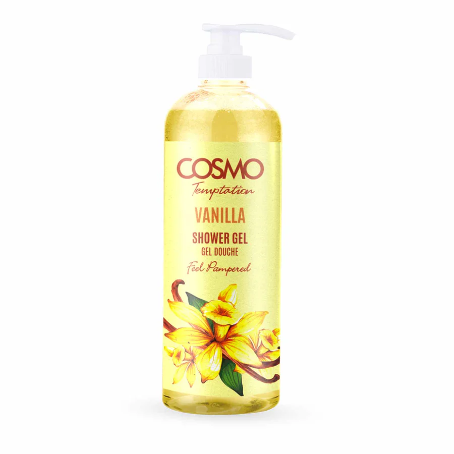 COSMO Temptation Shower Gel Wild Vanilla 1000ml – Gentle Cleanse with Hydration & Long-Lasting Fresh Vanilla Scent for All Skin Types