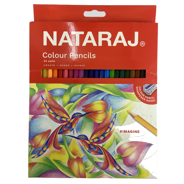 Nataraj 24 Colour Pencils Full Size with Sharpener – Premium Quality Drawing & Coloring Set for Kids, Students & Artists